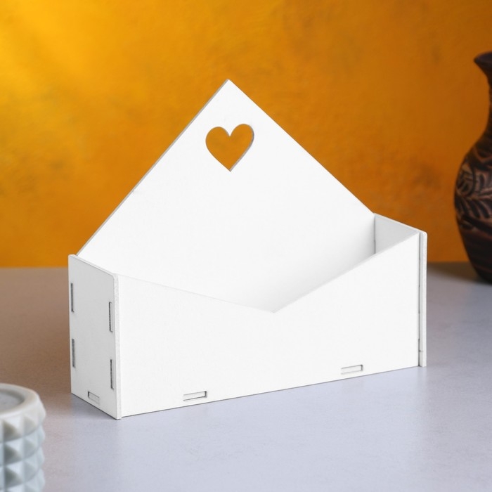 Кашпо деревянное 21×6×18 см Конверт  Кашпо деревянное 21×6×18 см Конверт "Доброе Сердце", белый Дарим Красиво