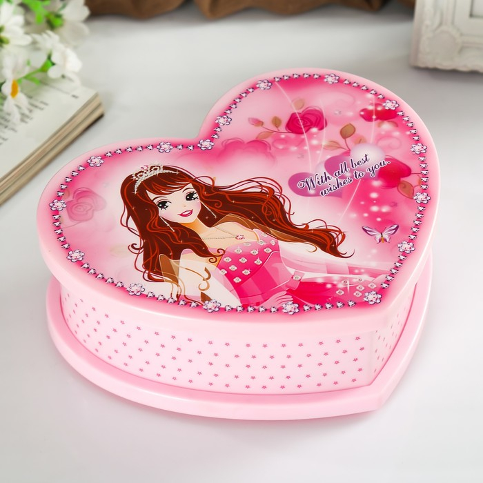 Шкатулка музыкальная механическая Шкатулка музыкальная механическая "Сердце принцессы" 19х16,5х6 см