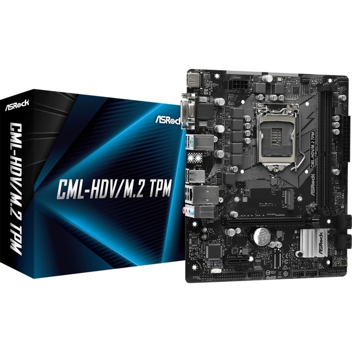Материнская плата ASRock CML-HDV/M.2 TPM, LGA 1200, H310, 2xDDR4, DVI, VGA, HDMI, mATX Материнская плата ASRock CML-HDV/M.2 TPM, LGA 1200, H310, 2xDDR4, DVI, VGA, HDMI, mATX