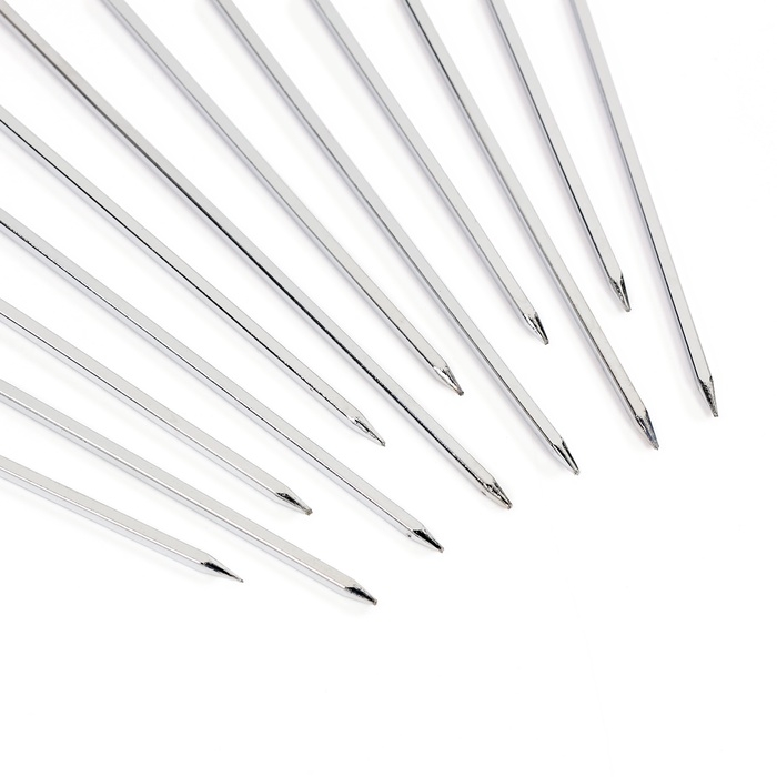 Набор шпажек - шампуров для шашлыка 12 шт, 20 см, рукоять - кольцо, металлические