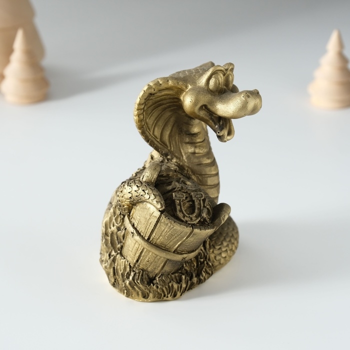 Копилка полистоун Копилка полистоун "Змейка с кадкой" бронза 7х6х10 см