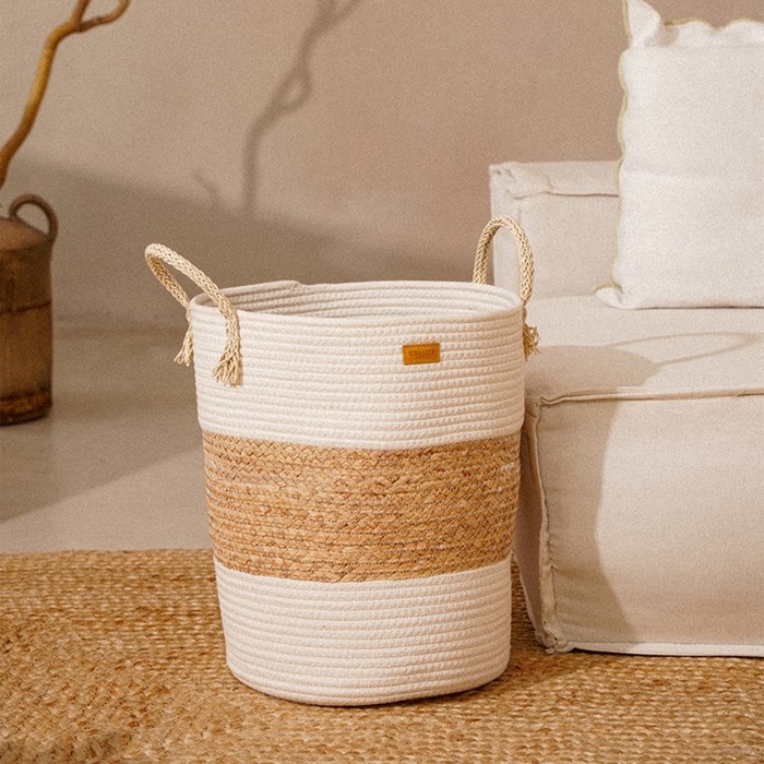 Корзина для белья плетеная круглая SL Home Orden, 35×40 см, хлопок, гиацинт Корзина для белья плетеная круглая SL Home Orden, 35×40 см, хлопок, гиацинт