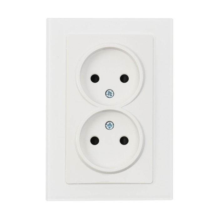 Розетка двухместная TOT Glossy Glass, 10 А, скрытая, без з/к, стекло, белая Розетка двухместная TOT Glossy Glass, 10 А, скрытая, без з/к, стекло, белая