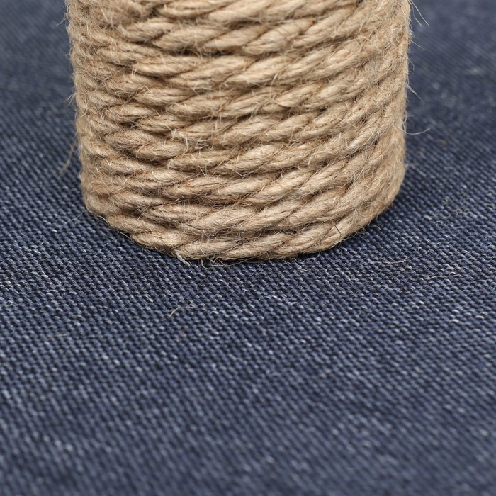 Когтеточка-столбик с основанием-кошечкой  Когтеточка-столбик с основанием-кошечкой "Пижон", 32 х 31 х 47 см, рогожка, джут, серо-синий