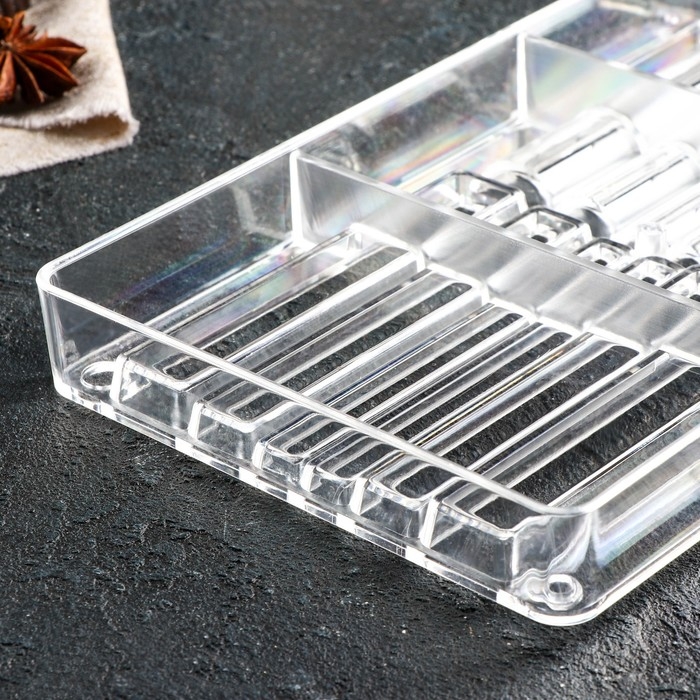 Форма для шоколада «Стикс», 20×12×2,5 см, 12 ячеек 9×1,5/1/0,8 см, цвет прозрачный Форма для шоколада «Стикс», 20×12×2,5 см, 12 ячеек 9×1,5/1/0,8 см, цвет прозрачный