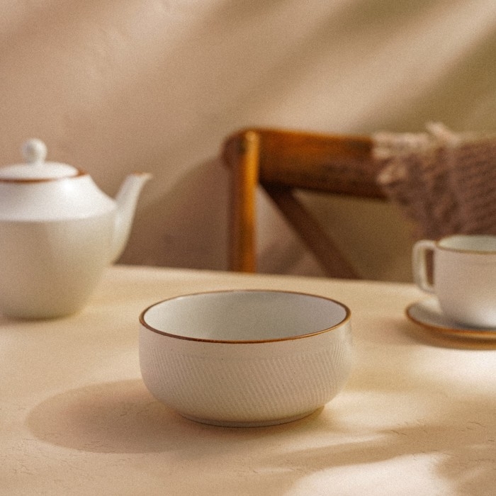 Миска фарфоровая SL Home «Волн в камне», 650 мл, d= 14 см, цвет белый