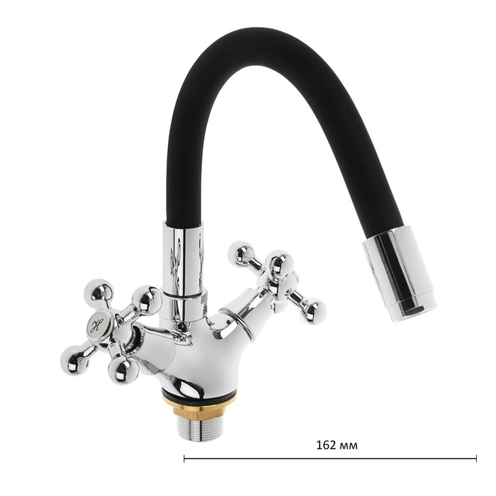 Cмеситель для кухни Accoona A9871F, двухвентильный, силиконовый излив, силумин, черный/хром Cмеситель для кухни Accoona A9871F, двухвентильный, силиконовый излив, силумин, черный/хром