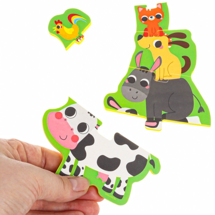 Мягкий пазл для малышей «Пирамидка: Животные фермы», 5 деталей, Крошка Я Мягкий пазл для малышей «Пирамидка: Животные фермы», 5 деталей, Крошка Я