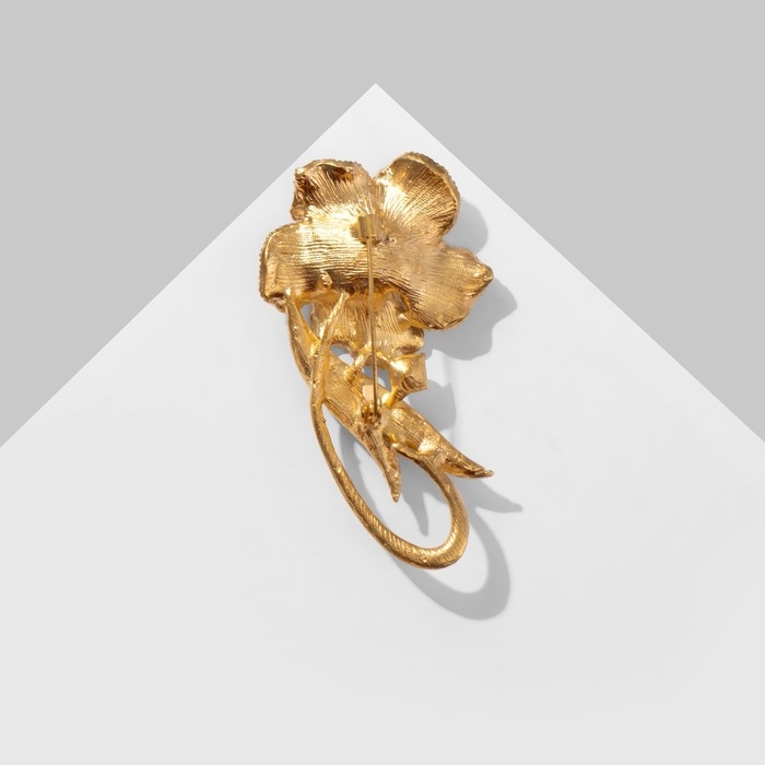 Брошь «Цветок» с петелькой, цвет коричневый в матовом золоте Брошь «Цветок» с петелькой, цвет коричневый в матовом золоте