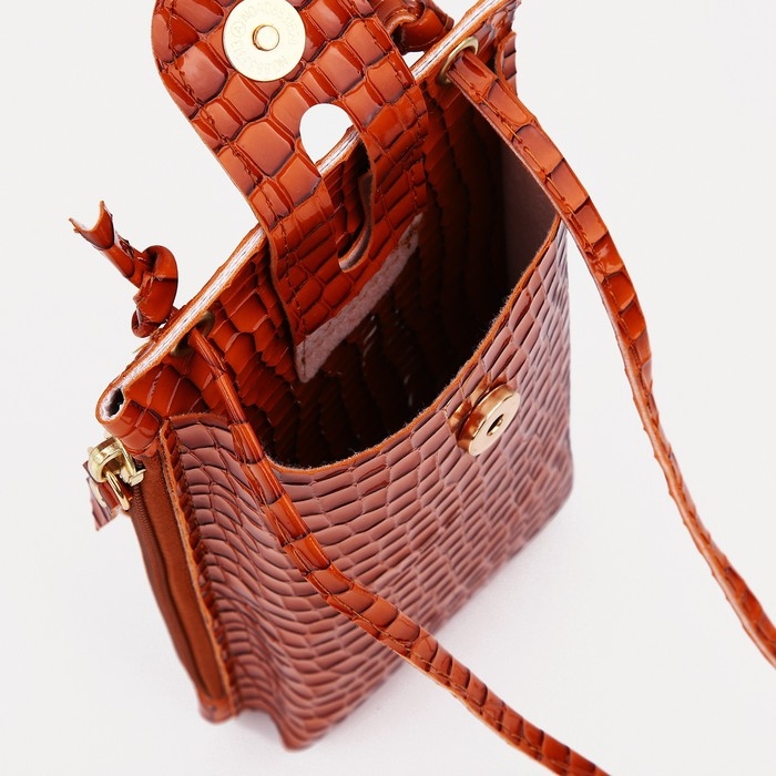 Сумка детская на магните, длинный ремень, цвет оранжевый