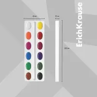 Акварель медовая ErichKrause Basic, 12 цветов, без кисти, пластик, картонный пенал