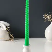 Набор свечей витых 25 см, 2 шт., 57 г, 5 ч, зелёный