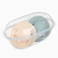 Соски-пустышки, от 6 мес., латекс, классические, в контейнере, набор из 2 шт., айвори/зелёный, M&B