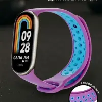 Ремешок для фитнес-браслета Mi Band 8/9 Luazon, с перфорацией, фиолетовый, голубой