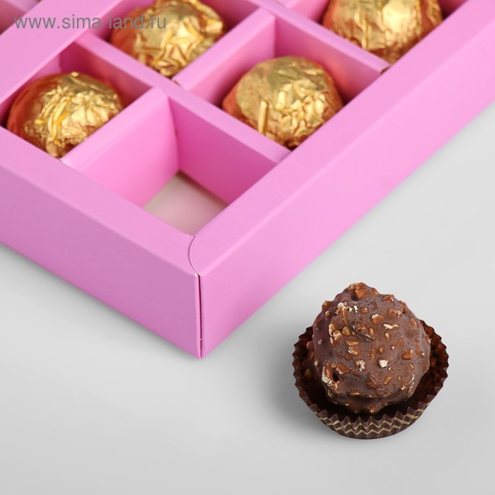 Коробка под 9 конфет с обечайкой, сиреневый, 14,5 х 14,5 х 3,5 см Коробка под 9 конфет с обечайкой, сиреневый, 14,5 х 14,5 х 3,5 см