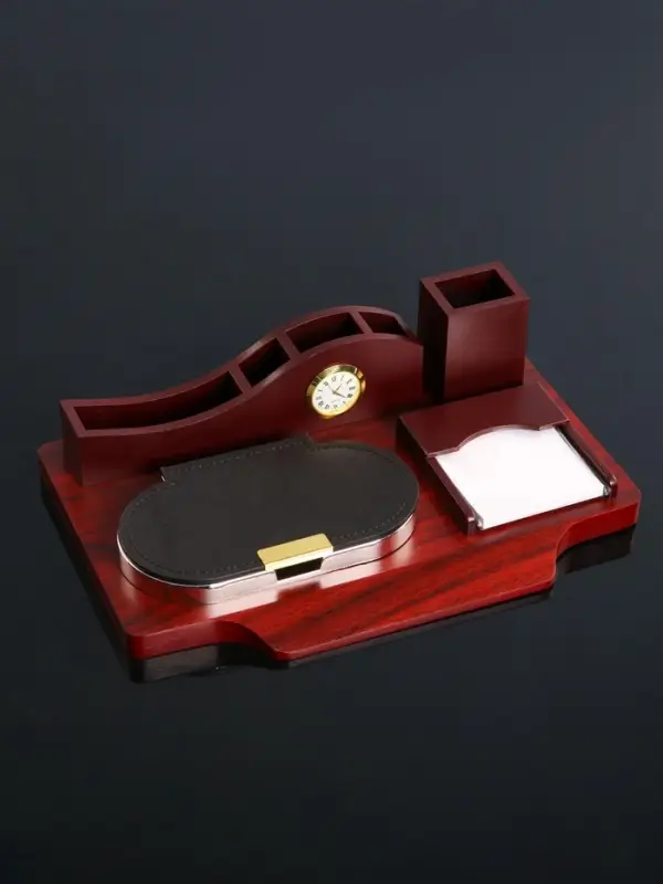 Набор настольный 4 в 1 с визитницей, красное дерево