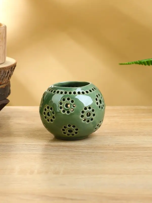 Аромалампа «Шар», 9×9×8 см, керамика, салатовая