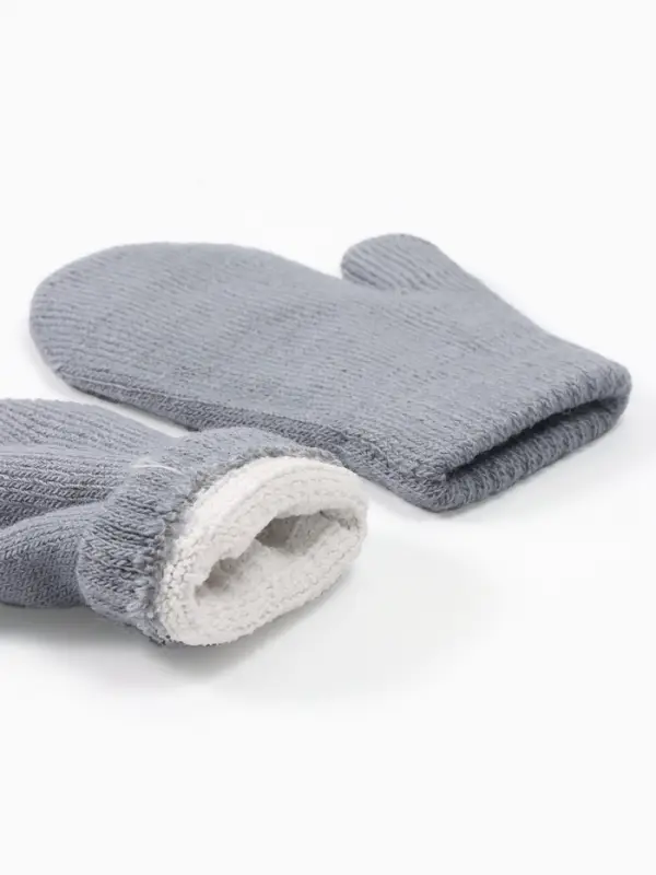 Варежки детские MINAKU двухслойные, цвет серый, 12 см