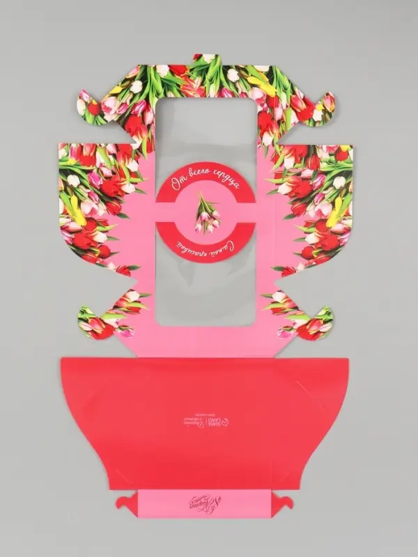 Коробка под бенто - торт с окном &laquo;С 8 марта!&raquo;, 14&times;14&times;8 см