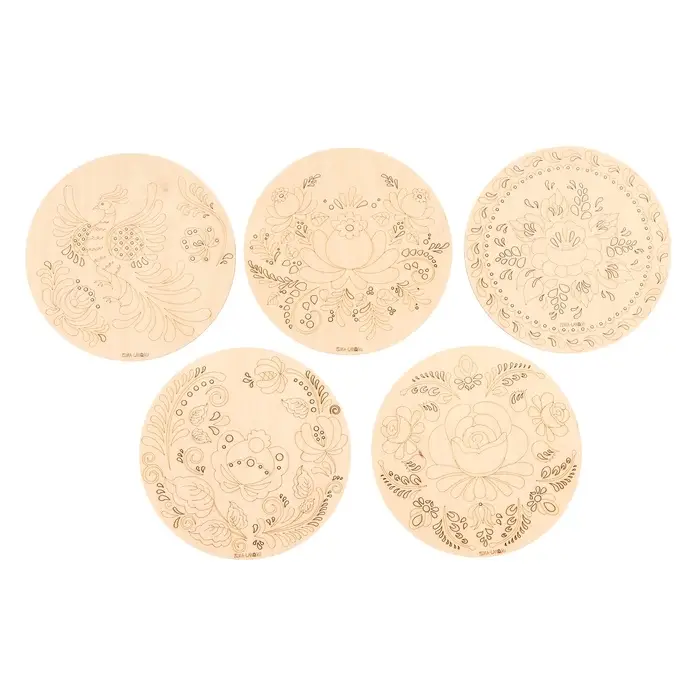 Роспись по дереву &laquo;Русские узоры&raquo;, гжель, 5 шт., заготовки для творчества