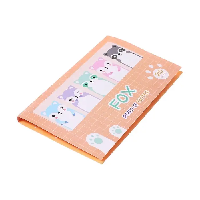 Набор фигурных бумажных закладок &laquo;Енотики&raquo;, 20 листов &times; 7 цветов, 57&times;17 мм, 60&times;60 мм, 57&times;36 мм