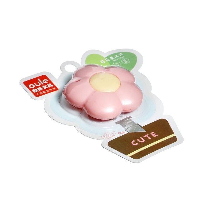 Нож канцелярский пластиковый,  Нож канцелярский пластиковый, "Цветок", 9 мм, МИКС