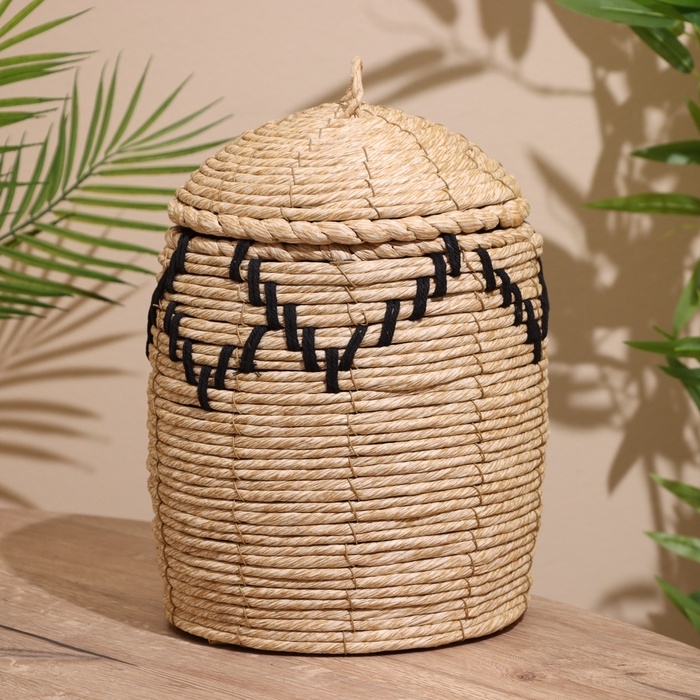 Набор плетёных корзин с крышкой, 27х24х24/22х18х18 см Набор плетёных корзин с крышкой, 27х24х24/22х18х18 см