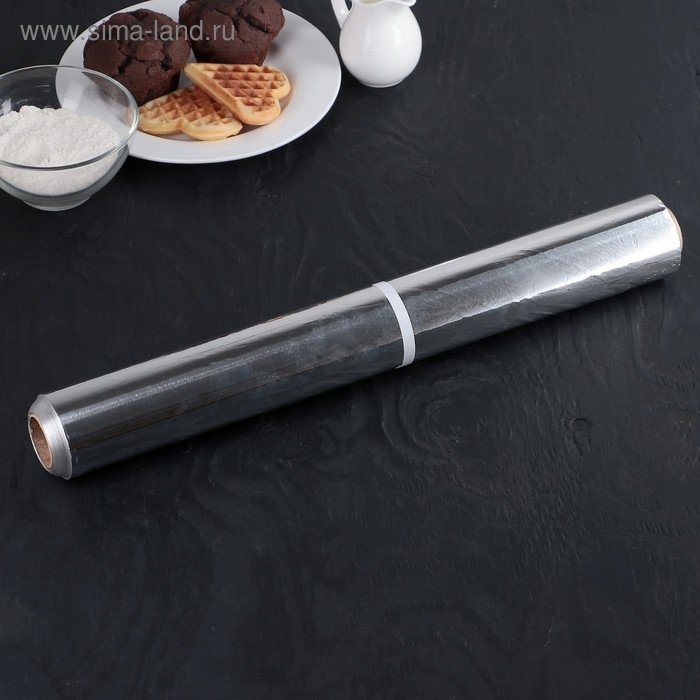 Фольга пищевая алюминиевая «Особо прочная», 44 см × 100 м, 14 мкм Фольга пищевая алюминиевая «Особо прочная», 44 см × 100 м, 14 мкм