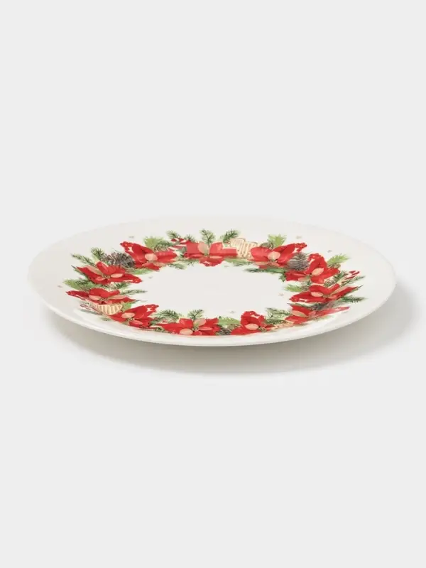 Тарелка Доляна «Новогоднее настроение», d=25.5 см, фарфор, белая Тарелка Доляна «Новогоднее настроение», d=25.5 см, фарфор, белая