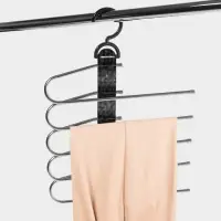 Вешалка для брюк многоуровневая, трансформер, 30.5&times;32&times;7.5 см, 5 уровней, прозрачная чёрная