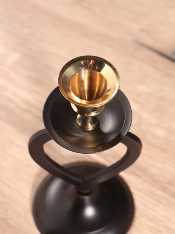 Подсвечник на 1 свечу "Купидон" латунь, черный с золотом 7х7,5х16,5 см