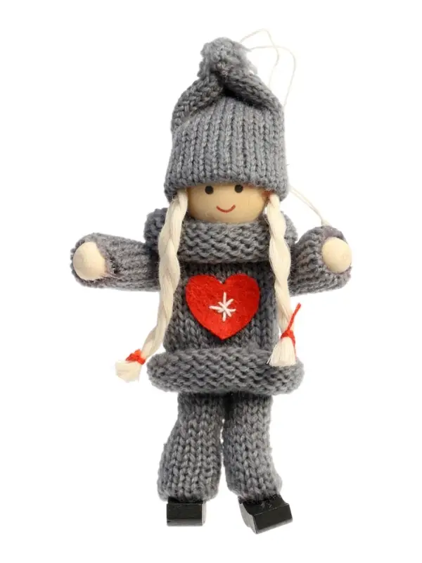 Елочная игрушка &laquo;Куколка в костюме&raquo;, серая, МИКС