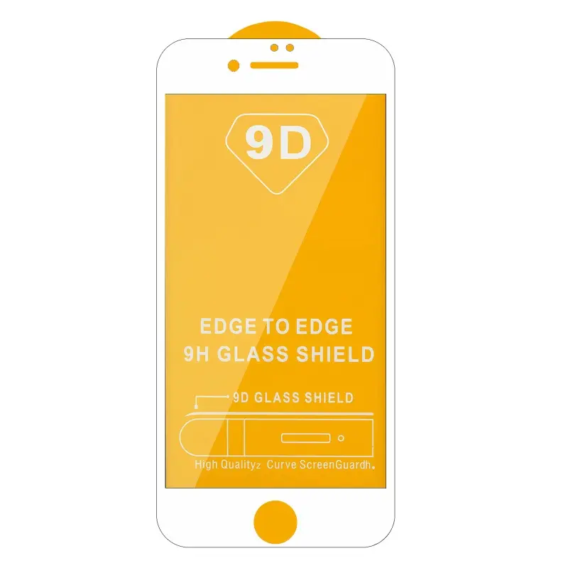 Защитное стекло для iPhone 7/8 Full Glue с рамкой 2.5D белое (25 шт./уп.)