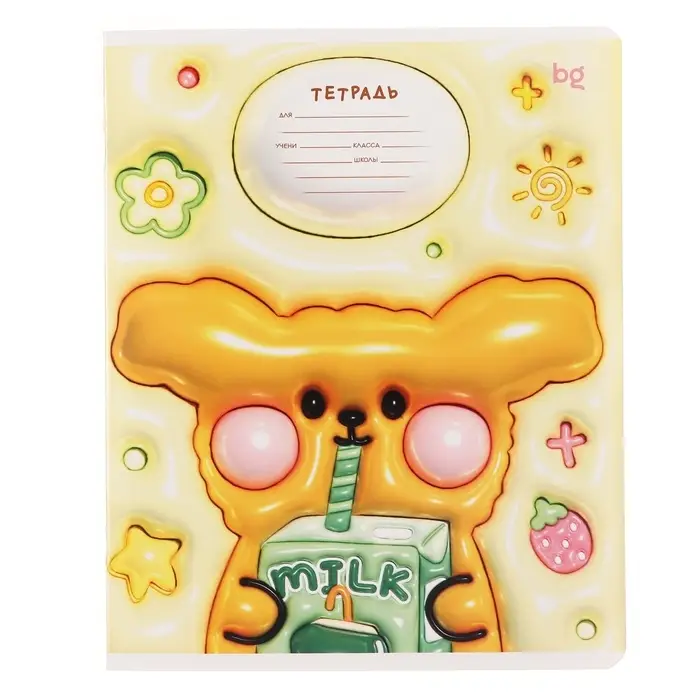 Тетрадь 12 листов в узкую линию на скрепке Inflated, обложка мелованный картон, ВД-лак, МИКС