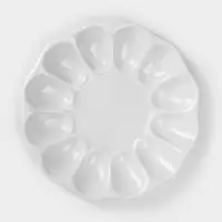 Блюдо для подачи яиц Добрушский завод &laquo;Белье&raquo;, d=22 см, на 12 яиц и кулич, фарфор, белое