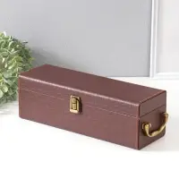 Шкатулка дерево, кожзам под бутылку "Кожа питона" коричневая 4 предмета 35х11х12 см