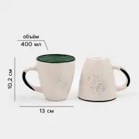 Набор посуды Доляна Nature Тар, 16 предметов: тарелки 8 шт. d=19 см, 27 см, глубокие 4 шт. 830 мл, кружки 4 шт. 400 мл, керамика, зелёный