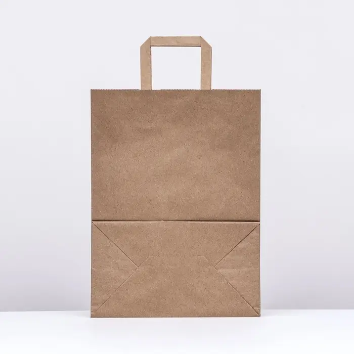 Пакет бумажный, плоская ручка крафт 26×15×35 см, 90 г/м² Пакет бумажный, плоская ручка крафт 26×15×35 см, 90 г/м²