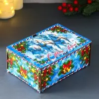 Шкатулка-ящик  самосборный малый с символом года "Тройка", 20х13,6х8 см