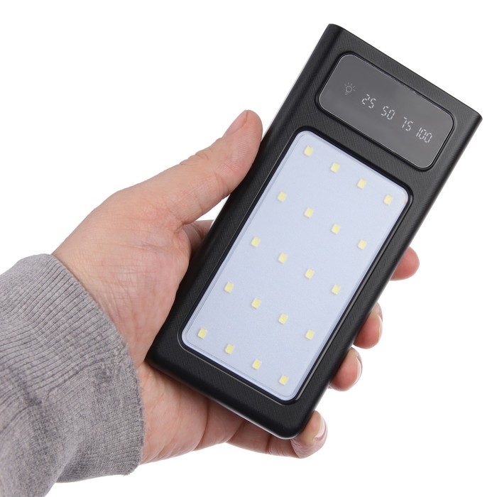 Внешний аккумулятор 485, 10000 мАч, кабели Type-C/Lightning/MicroUSB, фонарь, чёрный Внешний аккумулятор 485, 10000 мАч, кабели Type-C/Lightning/MicroUSB, фонарь, чёрный