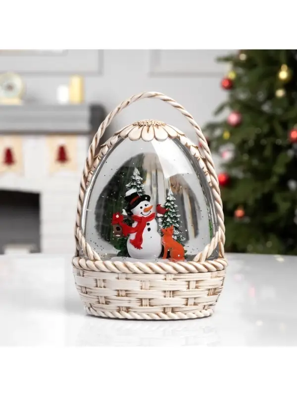 Светодиодная фигура &laquo;Снежная корзинка&raquo;, 20.3&times;15&times;9 см, музыка, от батареек ААх3, USB, свечение тёплое белое