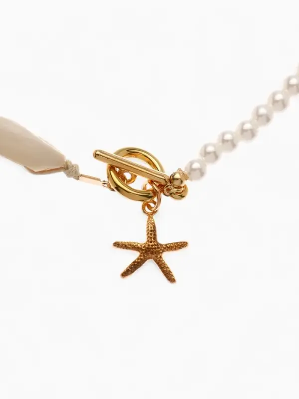 Чокер &laquo;Морская звезда&raquo;, белый в золоте, 42 см