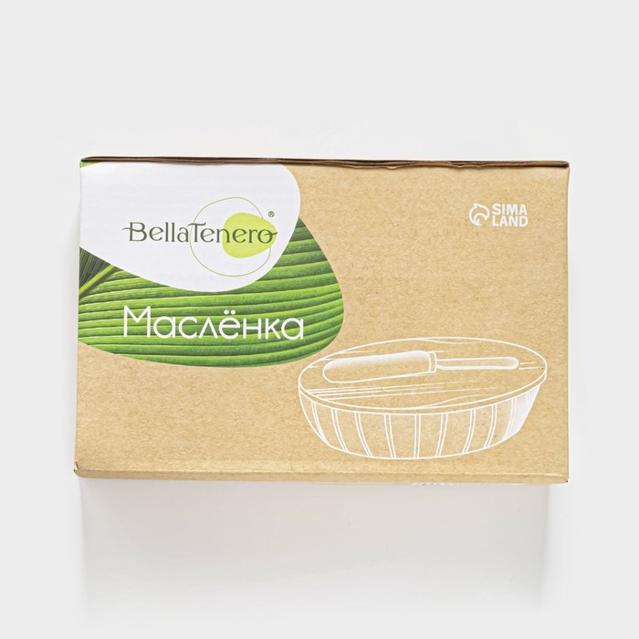 Маслёнка фарфоровая с ножом BellaTenero, 300 мл, цвет белый Маслёнка фарфоровая с ножом BellaTenero, 300 мл, цвет белый