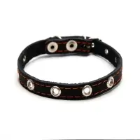 Ошейник кожаный однослойный с рифлеными люверсами, 35&times;1.2 см, ОШ 10-28 см, безразмерный, микс цветов