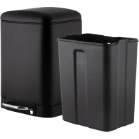 Ведро мусорное с педалью и доводчиком Luscan 6л, черное,прямоуг,металл