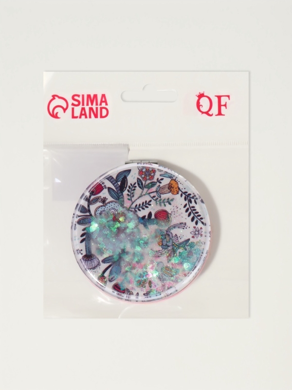 Зеркало складное «Цветы», d = 7,2 см, с увеличением, цвет белый/фиолетовый