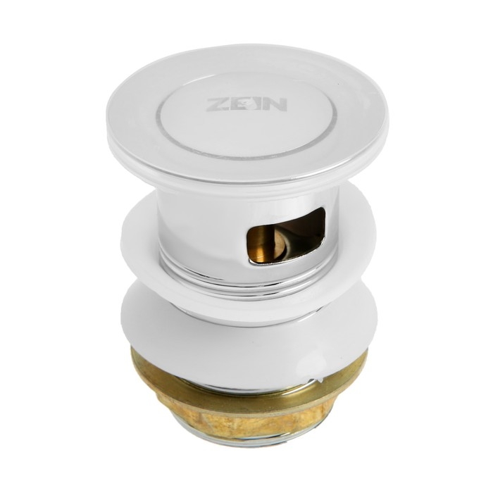 Донный клапан ZEIN BP1, 1 1/4 Донный клапан ZEIN BP1, 1 1/4", маленькая кнопка, с переливом, для раковины, хром