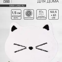 Коврик Доляна White Cat, 50.5&times;61 см, ворс 1.5 см, микрофибра, белый