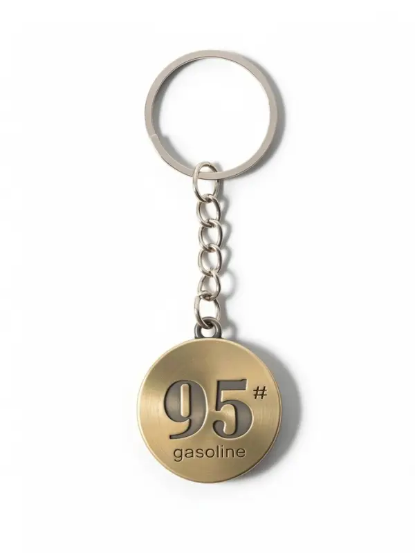 Брелок металл "95 бензин" латунь 3х3 см