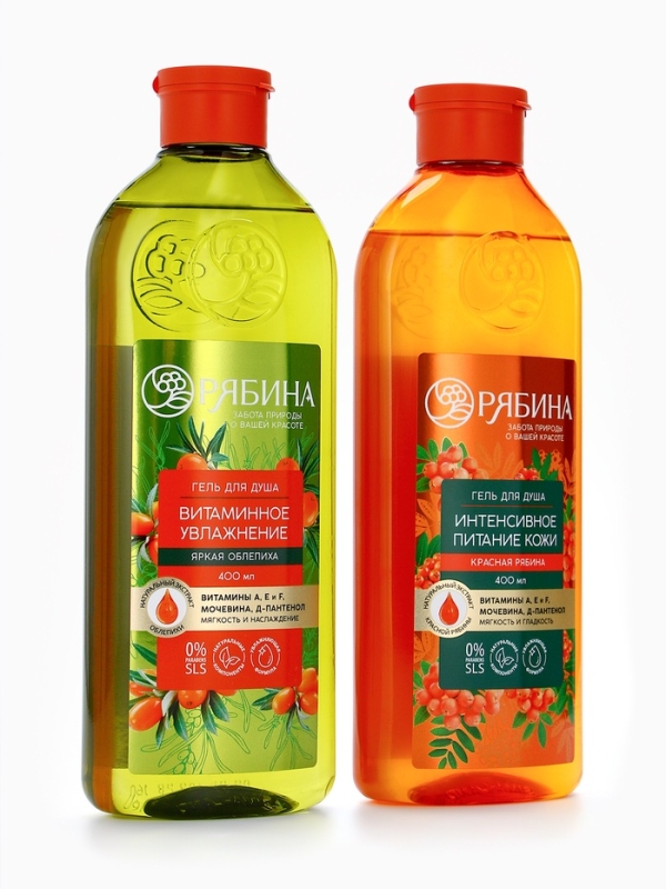 Гель для душа, витаминное увлажнение, аромат облепихи, 400 мл, Рябина Гель для душа, витаминное увлажнение, аромат облепихи, 400 мл, Рябина